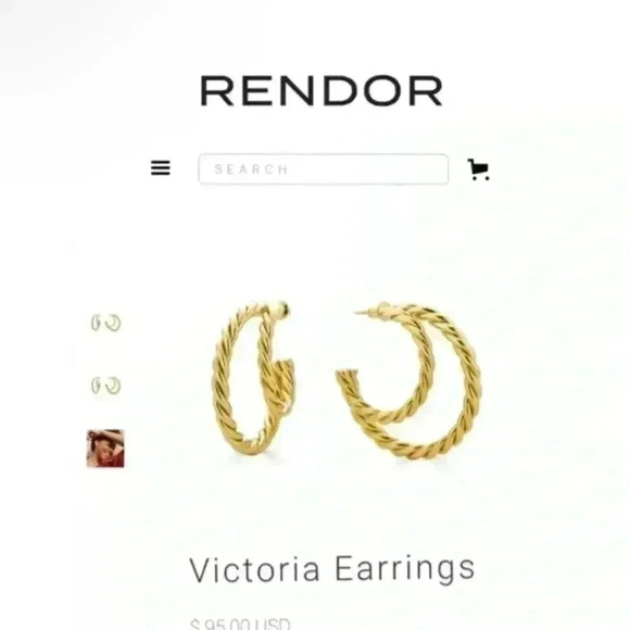 RENDOR VICTORIA 14-18k Gold Plated Double Gold Hoops ~ NEW! MSRP $95 - Picture 7 of 7